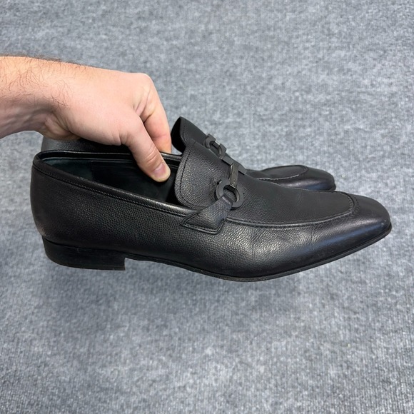 Salvatore Ferragamo Black Horsebit Leather Loafer Moccasins Mens 11.5 D Slip On - Picture 1 of 10
